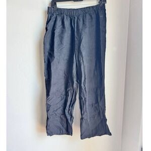 Match Point Black Linen Wide Leg Crop Pants S Minimalist Quiet Luxury Boho